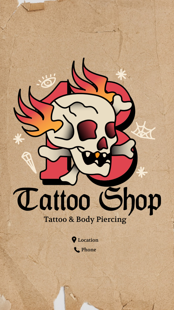 Traditional Skull Tattoo Instagram Story Design Image Preview