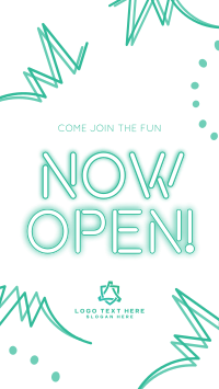 Now Open Neon Lights Facebook story Image Preview