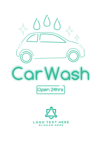 Neon sign Car wash Poster Design