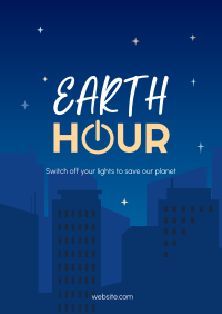 Earth Hour Cityscape Poster Design