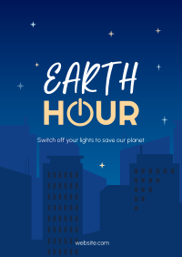 Earth Hour Cityscape Poster Image Preview