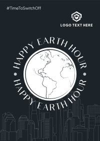 Earth Hour Lineart Flyer Design