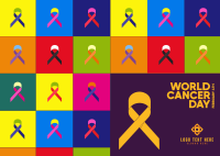 Multicolor Cancer Day Postcard Design