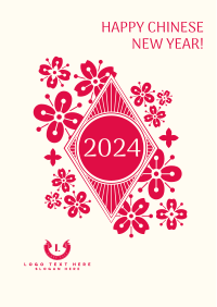 Floral Lunar New Year Flyer Design