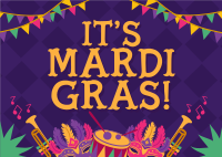 Rustic Mardi Gras Postcard Image Preview