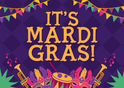 Rustic Mardi Gras Postcard Image Preview