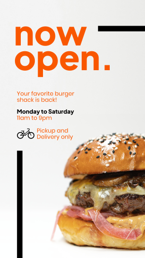 Burger Shack Opening Instagram story