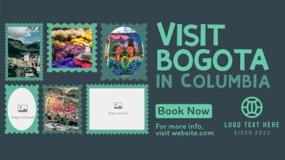 Travel to Colombia Postage Stamps Facebook event cover Image Preview