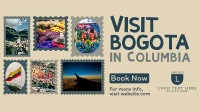 Travel to Colombia Postage Stamps Facebook Event Cover Design