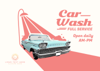 Car Wash Retro Postcard Image Preview