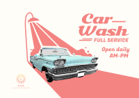 Car Wash Retro Postcard Design