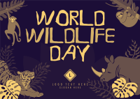 Rustic World Wildlife Day Postcard Design