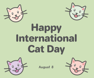 Colorful International Cat Day Facebook post