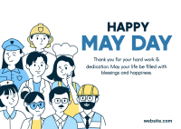 Happy May Day Workers Postcard Design