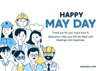 Happy May Day Workers Postcard Image Preview