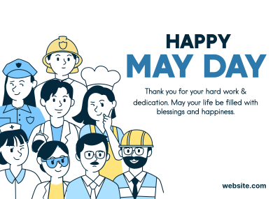 Happy May Day Workers Postcard Image Preview