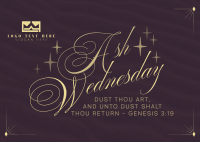Simple Elegant Ash Wednesday Postcard Image Preview