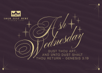 Simple Elegant Ash Wednesday Postcard Design