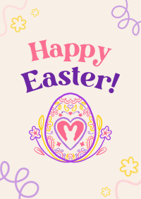 Floral Egg with Easter Bunny Poster Image Preview