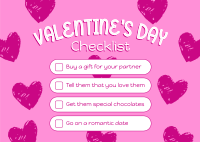 Valentine's Checklist Postcard Image Preview