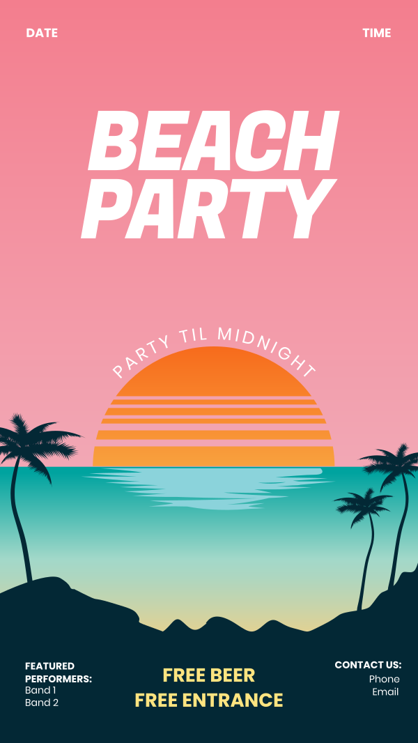 Beach Party Facebook Story Design Image Preview