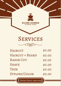 Classic Barber Pricelist Poster Image Preview