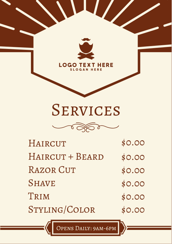 Classic Barber Pricelist Poster Design Image Preview
