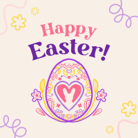 Floral Egg with Easter Bunny Instagram Post Design