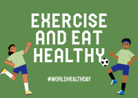 Exercise & Eat Healthy Postcard Design