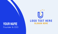 Blue Letter U & Stars Business Card Preview