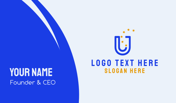 Blue Letter U & Stars Business Card Design Image Preview
