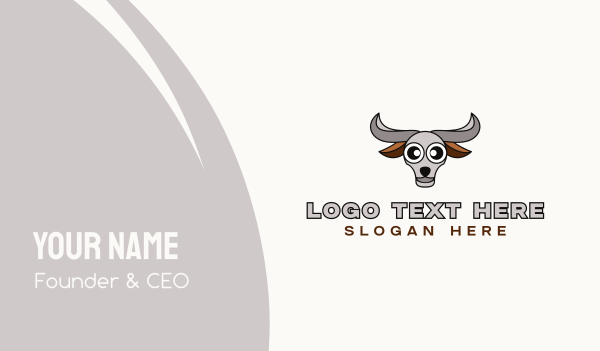 Grey Buffalo Head Business Card Design Image Preview