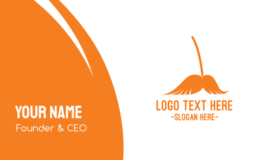 Orange Mustache Broom Business Card Image Preview