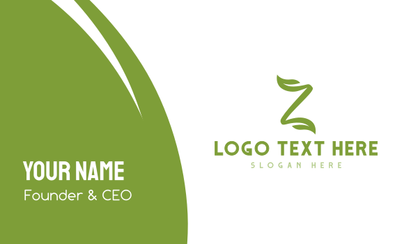 Green Leaf Z Stroke Business Card Design Image Preview