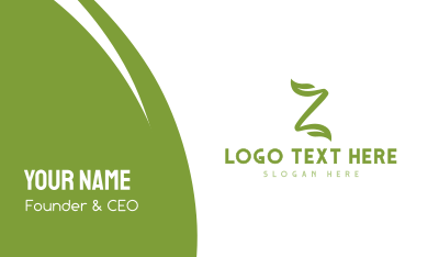Green Leaf Z Stroke Business Card Image Preview