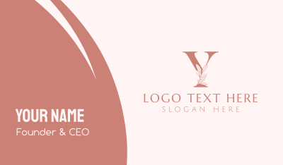 Elegant Leaves Letter Y Business Card Image Preview