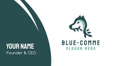 Blue Leaf Dog Business Card Image Preview