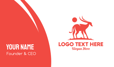 Red Antelope Silhouette  Business Card Image Preview