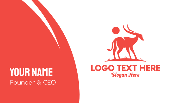 Red Antelope Silhouette  Business Card Design