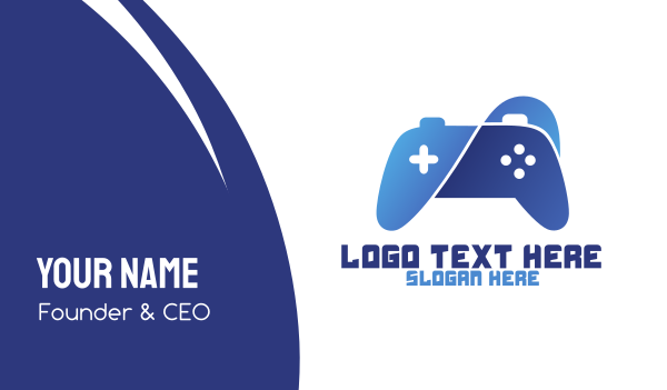 Blue Curvy Gaming Business Card Design Image Preview