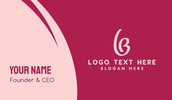 Pink Feminine Letter B  Business Card Design Image Preview