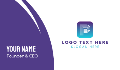 Letter P App Business Card Image Preview