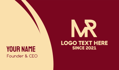 Business Monogram M & R Business Card