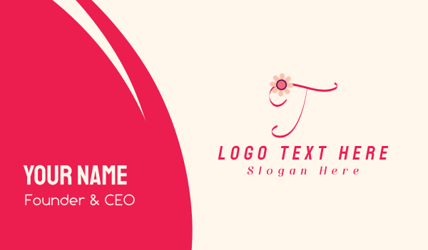 Pink Flower Letter T Business Card Design Image Preview