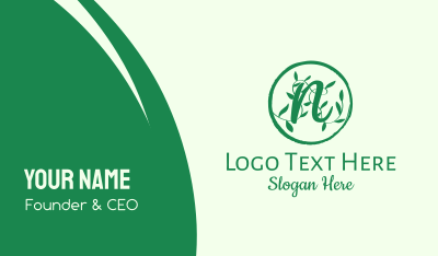 Green Natural Letter N Business Card