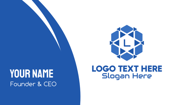 Blue Hexagon Tech Lettermark Business Card Design Image Preview