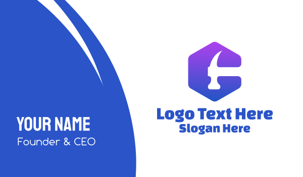 Hexagon Hammer Business Card Design Image Preview
