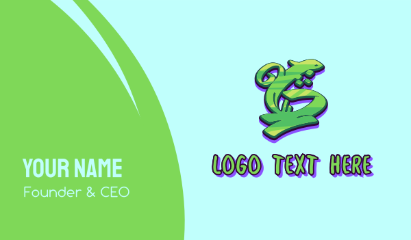 Green Graffiti Art Number 6 Business Card Design Image Preview