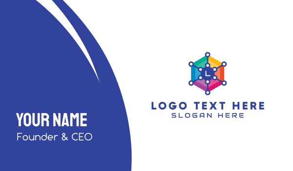 Colorful Hexagon Tech Lettermark Business Card Design Image Preview