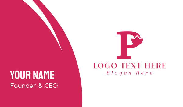 Pink Flower Letter P Business Card Design